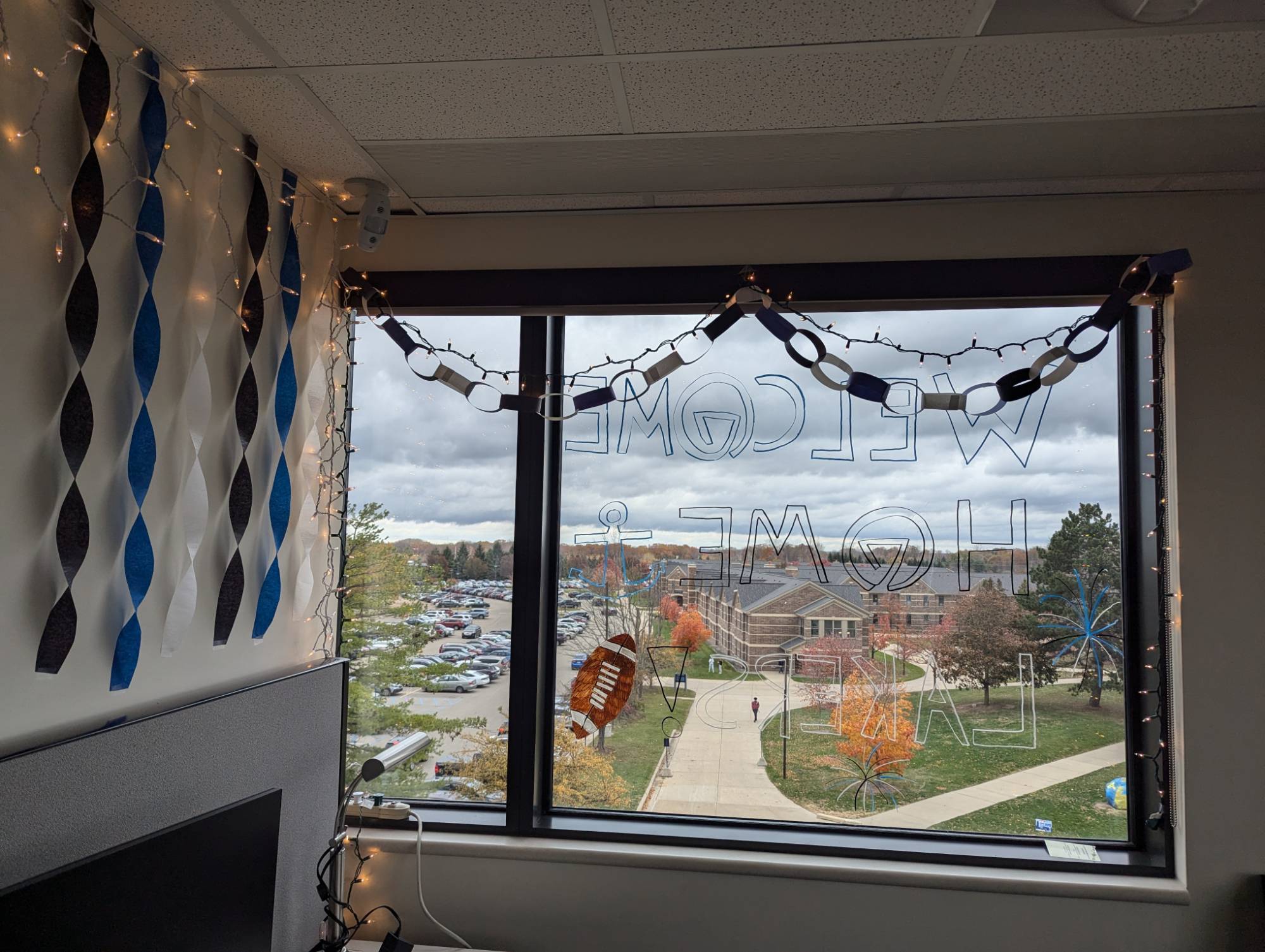 College of Computing Advising Center football window decor